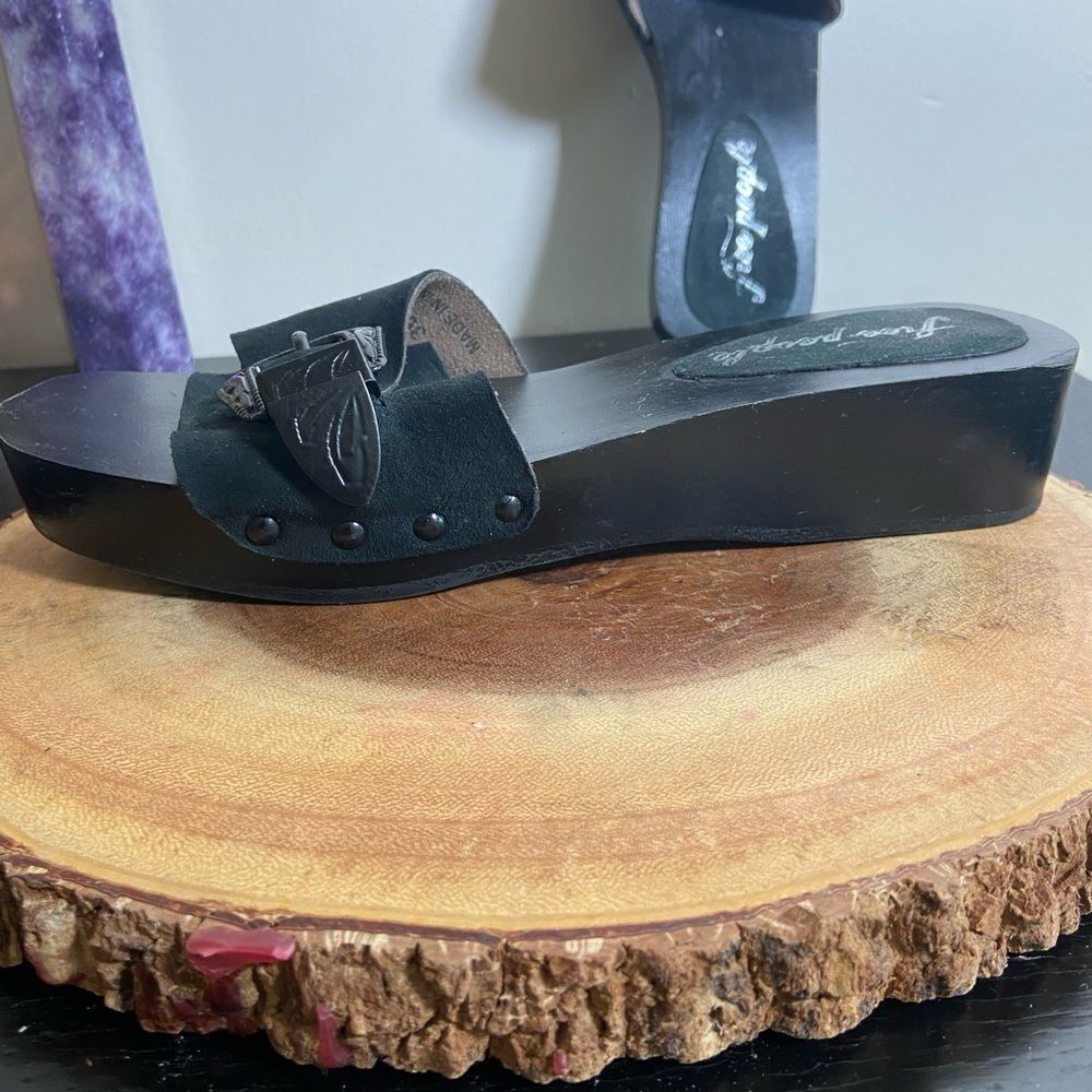 Free  People Black Suede Leather Buckled Wedges, Size 36 - Gently Used - Picture 12 of 13